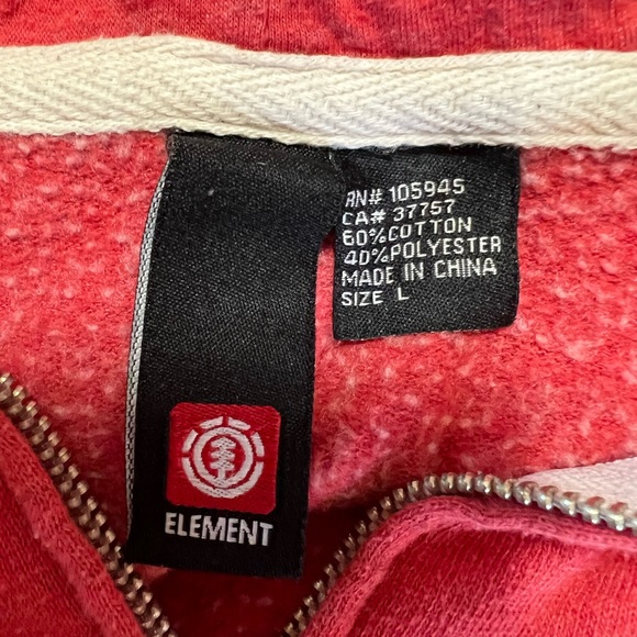 Element Size Large Y2K Red zip up skateboard hoodie men’s - Picture 3 of 8